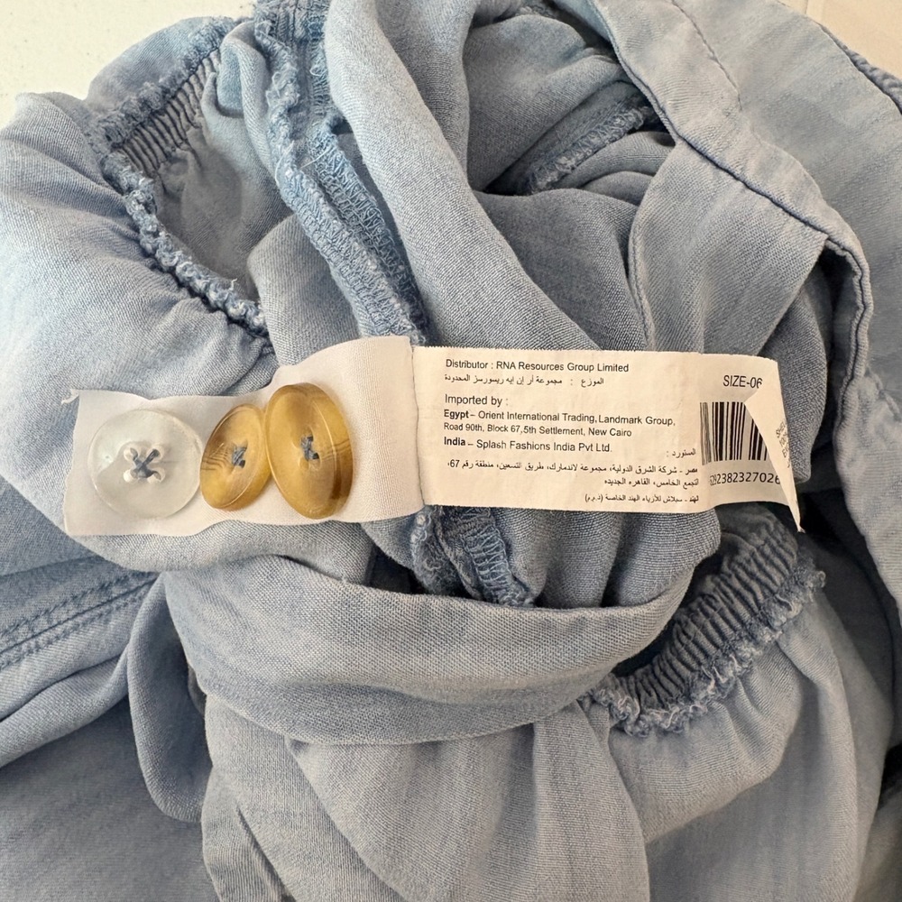 Splash Blue Tencel Chambray Wide Leg Button Side Jumpsuit M Cottagecore - Picture 14 of 16